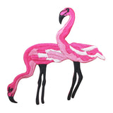 ID 1621B Pink Flamingos Patch Tropical Birds Craft Embroidered Iron On Applique