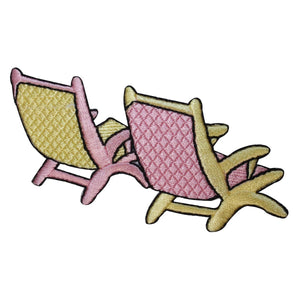 ID 1784 Beach Chairs Patch Tropical Vacation Craft Embroidered Iron On Applique