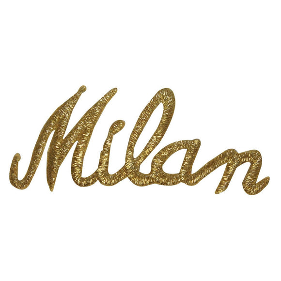 ID 1905 Milan Italy Name Patch Travel Souvenir Gold Embroidered Iron On Applique