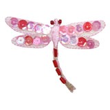 ID 1650A Pink Mystic Dragonfly Patch Bead Sequin Embroidered Iron On Applique