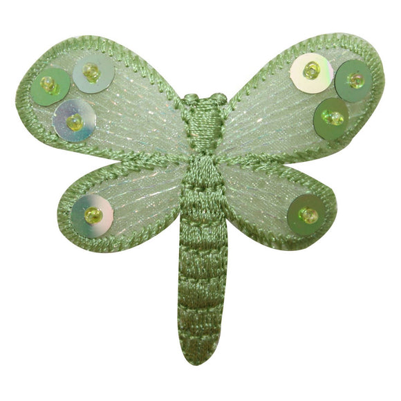 ID 1664A Sequin Dragonfly Patch Garden Insect Bug Embroidered Iron On Applique