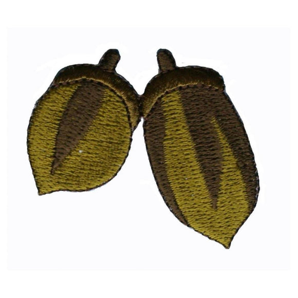 ID 1389 Pair of Acorn Patch Fall Nut Harvest Tree Embroidered Iron On Applique