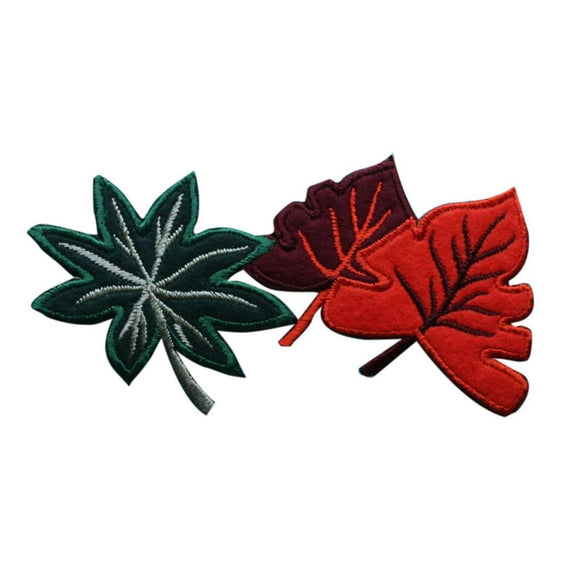 ID 1392 Fall Multi Colored Leaves Patch Autumn Leaf Embroidered Iron On Applique