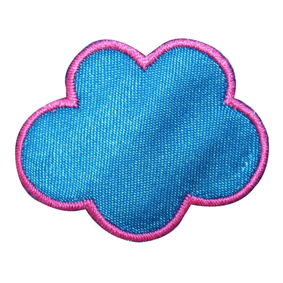 ID 1966B Puffy Cloud Patch Rainy Blue Sky Weather Embroidered Iron On Applique