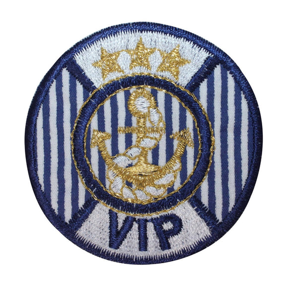 ID 1972 Anchor VIP Life Preserver Patch Nautical Embroidered Iron On Applique