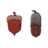 ID 1415AB Set of 2 Acorn Nut Patches Oak Tree Food Embroidered Iron On Applique