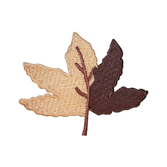 ID 1416A Dual Colored Maple Leaf Patch Fall Tree Embroidered Iron On Applique
