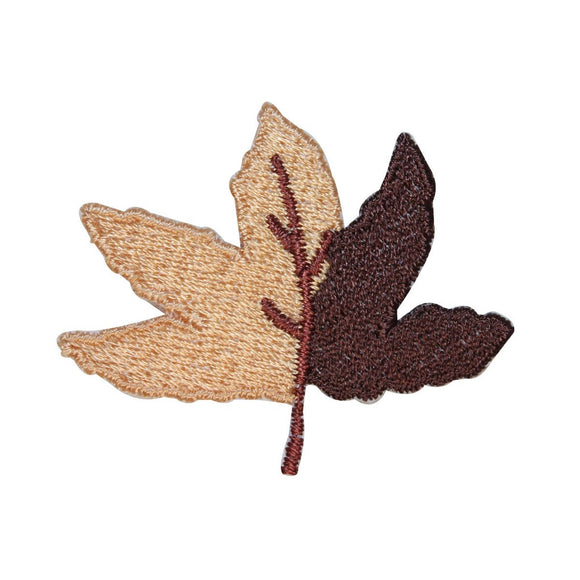 ID 1416B Dual Colored Maple Leaf Patch Fall Tree Embroidered Iron On Applique