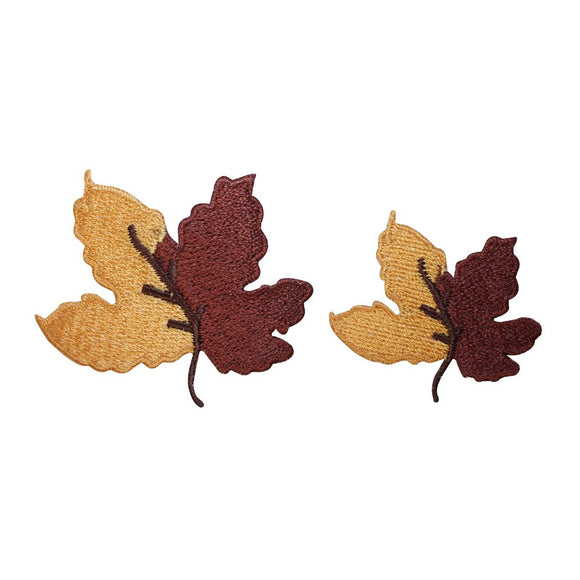 ID 1417AB Set of 2 Maple Leaf Dual Color Patch Tree Embroidered Iron On Applique