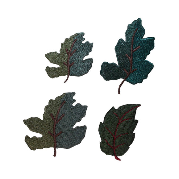 ID 1425ABCD Assorted Green Leaf Patches Pine Forest Embroidered Iron On Applique