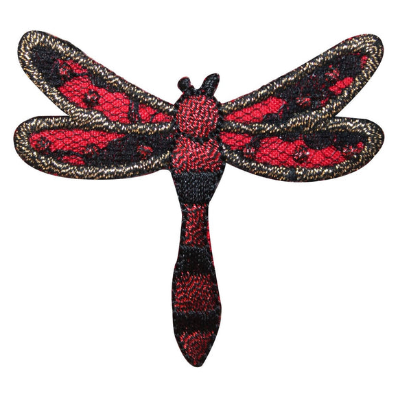 ID 1680 Scarlet Dragonfly Patch Garden Craft Bug Embroidered Iron On Applique