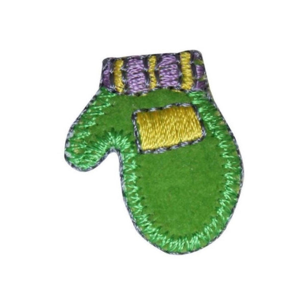 ID 8276B Felt Winter Mitten Patch Left Knit Glove Embroidered Iron On Applique
