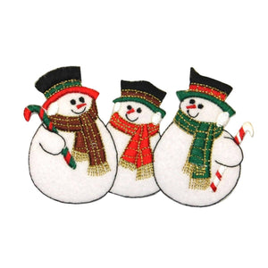 ID 8003 Snowmen With Scarf Patch Christmas Snow Man Embroidered Iron On Applique