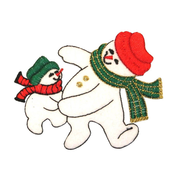 ID 8004 Snowmen Dancing Patch Snow Man Winter Scarf Embroidered Iron On Applique