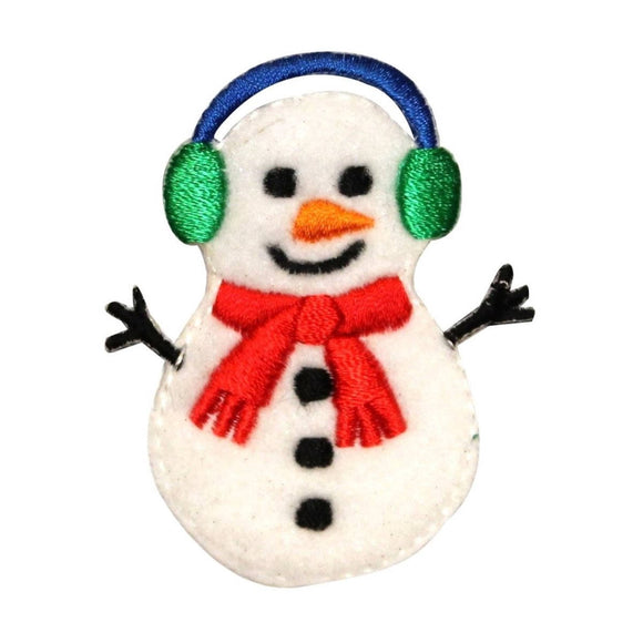 ID 8013 Happy Snowman Patch Christmas Winter Fluffy Embroidered Iron On Applique