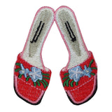 ID 1816 Women's Floral Flats Patch Sandal Shoes Embroidered Iron On Applique