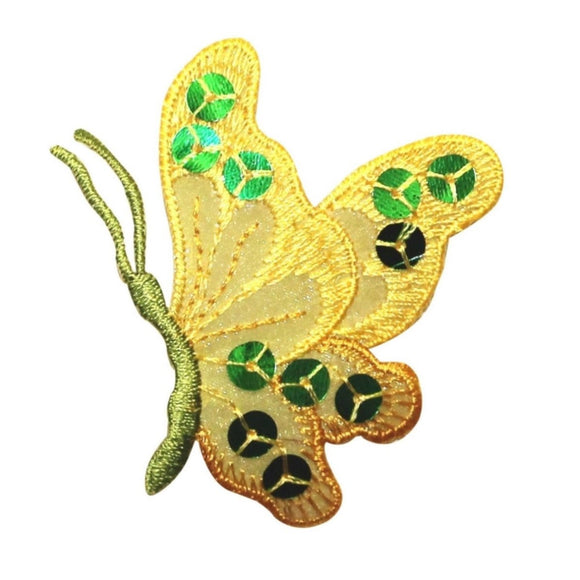 ID 2061 Butterfly With Sequin Wings Patch Garden Bug Embroidered Iron On Applique