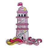 ID 1831 Lighthouse Scene Patch Nautical Beach Ocean Embroidered Iron On Applique