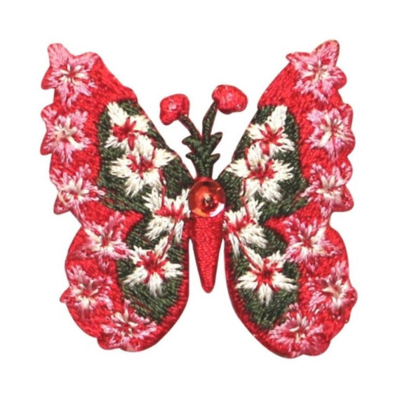 ID 2084 Floral Butterfly Patch Garden Craft Insect Embroidered Iron On Applique