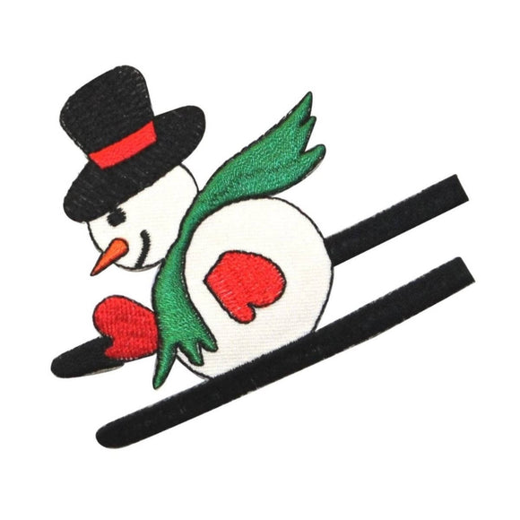 ID 8021 Skiing Snowman Patch Christmas Winter Sport Embroidered Iron On Applique