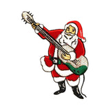 ID 8035 Santa Playing Guitar Patch Christmas Music Embroidered Iron On Applique