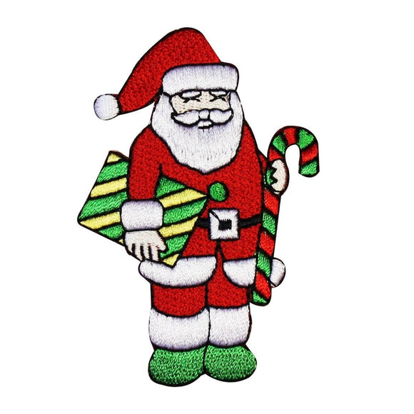 ID 8038 Santa Holding Presents Patch Christmas Gift Embroidered Iron On Applique