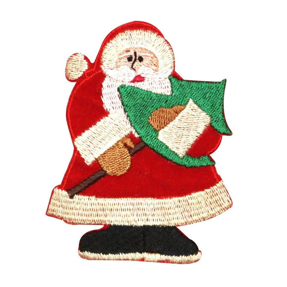 ID 8039 Santa With Christmas Tree Patch Decoration Embroidered Iron On Applique