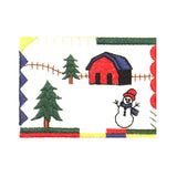 ID 8054 Winter Farm Scene Patch Christmas Snowman Embroidered Iron On Applique