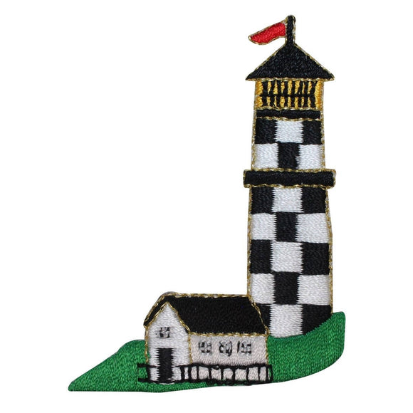 ID 1843 Checkered Lighthouse Patch Travel Nautical Embroidered Iron On Applique