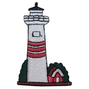 ID 1844 Striped Lighthouse Patch Travel Nautical Embroidered Iron On Applique