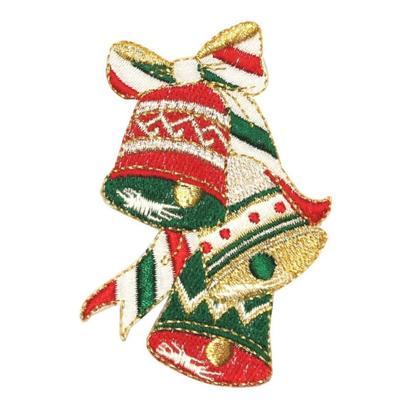 ID 8078 Festive Bells Ringing Patch Christmas Ring Embroidered Iron On Applique