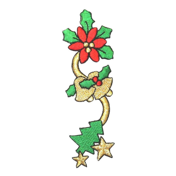 ID 8085 Festive Rope With Bells Patch Christmas Embroidered Iron On Applique