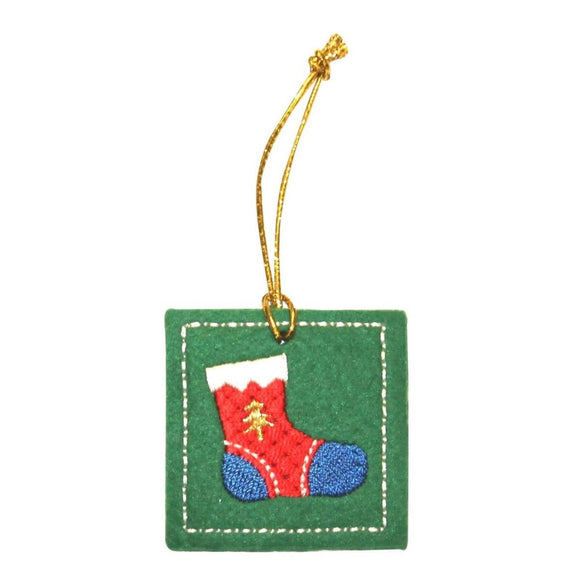 ID 8096 Stocking Bag Tag Patch Christmas Present Gift Felt Sew On Applique