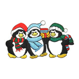 ID 8099 Penguin Carolers Patch Christmas Winter Embroidered Iron On Applique