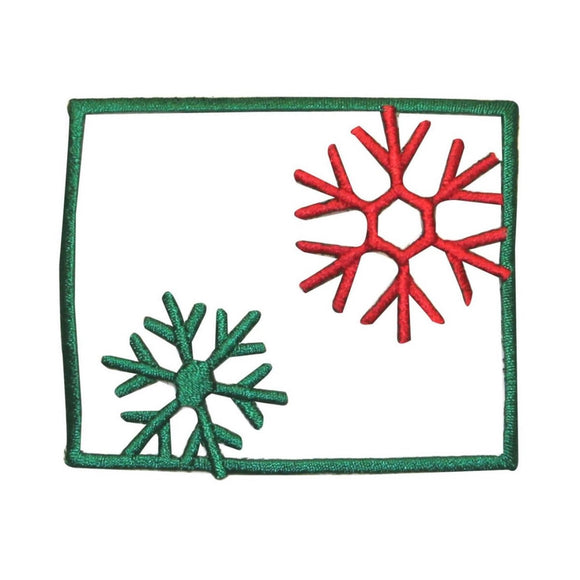 ID 8100 Snowflake Outline Patch Christmas Snow Scene Embroidered IronOn Applique