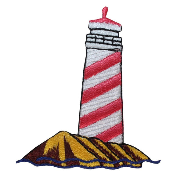 ID 1850 Striped Lighthouse Patch Travel Nautical Embroidered Iron On Applique