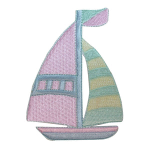 ID 1853 Sailboat Symbol Patch Ship Nautical Craft Embroidered Iron On Applique