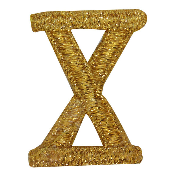 ID 1885 Roman Numeral X Patch Ten Gold Symbol Sign Embroidered Iron On Applique