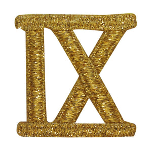 ID 1886 Roman Numeral IX XI Patch 9 11 Gold Symbol Embroidered Iron On Applique