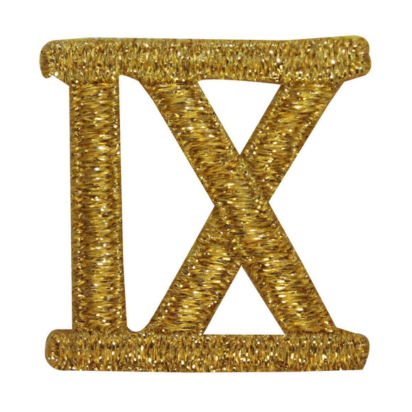 ID 1886 Roman Numeral IX XI Patch 9 11 Gold Symbol Embroidered Iron On Applique