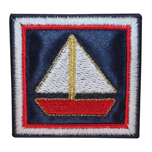 ID 1870 Sailboat Badge Patch Ship Nautical Picture Embroidered Iron On Applique