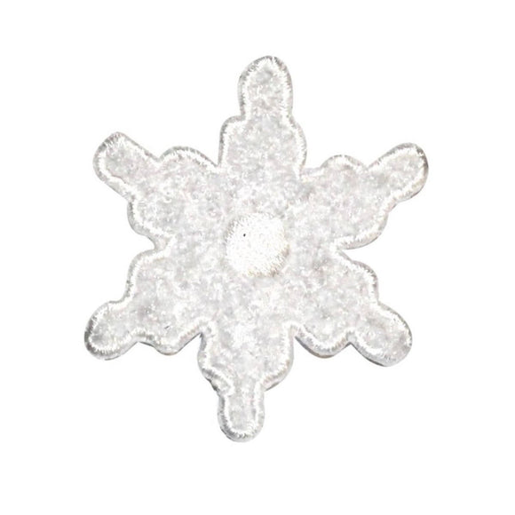 ID 8118 Fuzzy Snowflake Patch Winter Christmas Ice Embroidered Iron On Applique