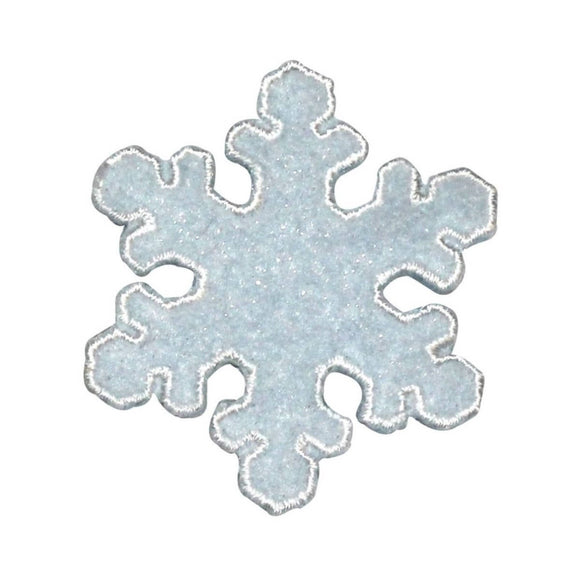 ID 8122 Fuzzy Snowflake Patch Winter Christmas Ice Embroidered Iron On Applique