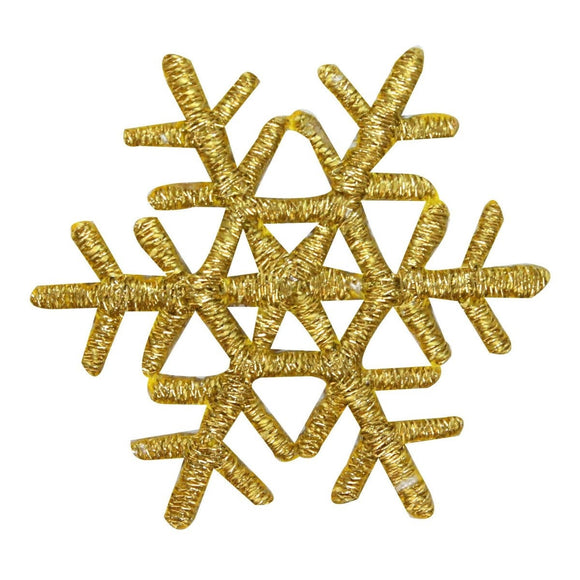 ID 8141 Gold Snowflake Patch Christmas Winter Ice Embroidered Iron On Applique