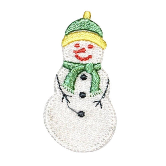 ID 8151B Happy Snowman Patch Christmas Winter Build Embroidered Iron On Applique