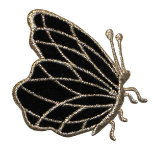 ID 2134 Silver Butterfly Patch Garden Bug Insect Embroidered Iron On Applique