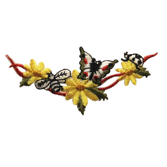 ID 2203 Spring Craft Strip Patch Butterfly Ladybug Embroidered Iron On Applique