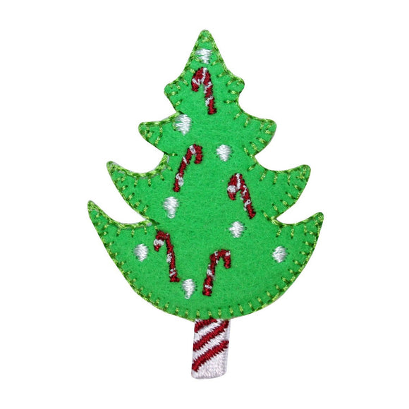 ID 8167B Christmas Tree With Candy Canes Patch Craft Embroidered IronOn Applique