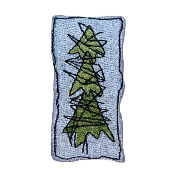 ID 8173A Cartoon Pine Tree Patch Christmas Craft Embroidered Iron On Applique