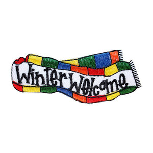 ID 8177A Winter Welcome Scarf Patch Holiday Sign Embroidered Iron On Applique